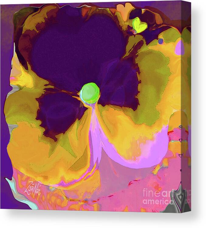 Pansy Canvas Print featuring the mixed media No Ordinary Pansy by Zsanan Studio