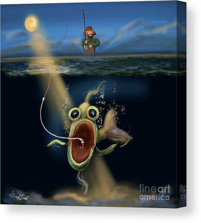 Fly Fishing Canvas Print featuring the digital art Oh Boy by Doug Gist