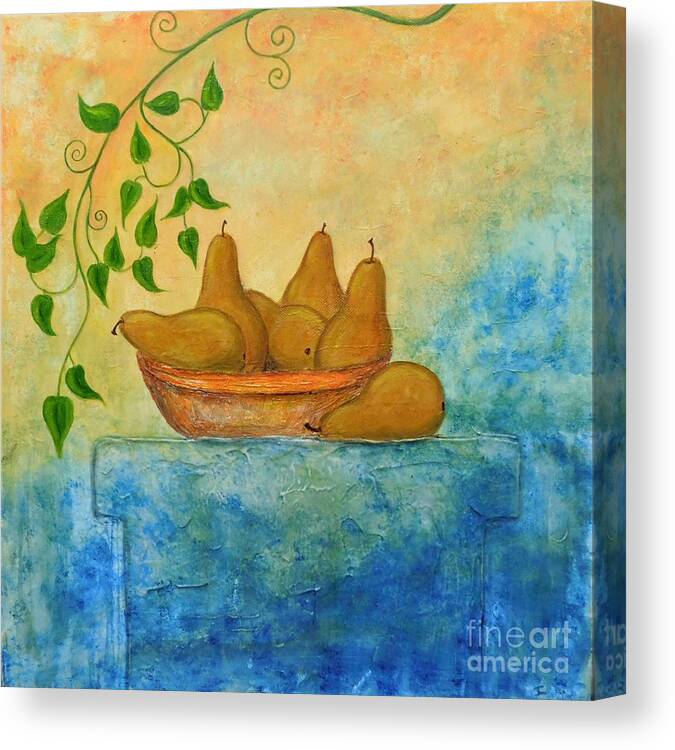 Pears Canvas Print featuring the painting Old World Pears Fresco by Irene Czys