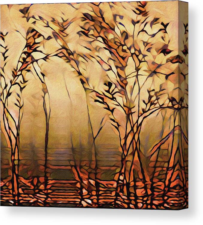 Art Nouveau Trees Canvas Print featuring the pastel On an Untrodden Path by Susan Maxwell Schmidt