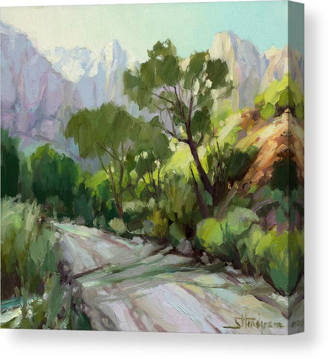 Zion Canvas Print featuring the painting On the Temple Road by Steve Henderson