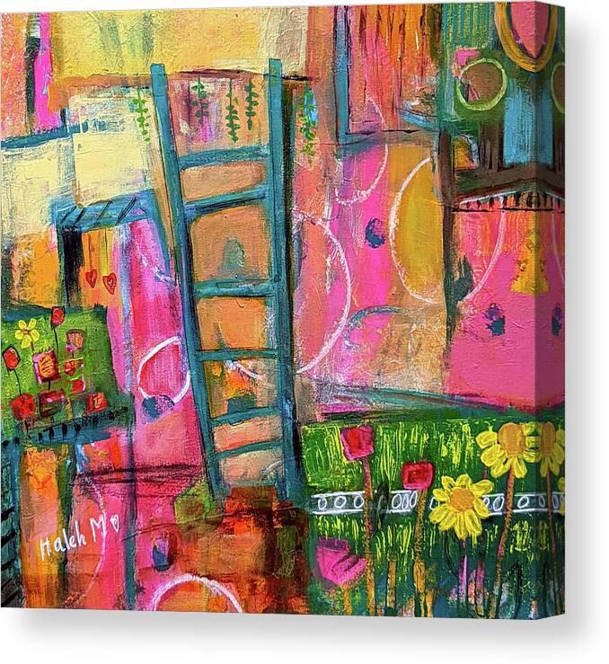 Abstract Canvas Print featuring the painting Only Up From Here by Haleh Mahbod