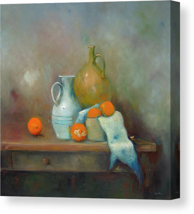Still Life Canvas Print featuring the painting Orange Peel by Roger Clarke