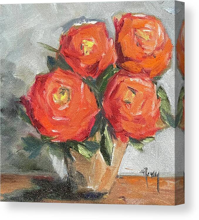 Roses Canvas Print featuring the painting Orange Roses by Roxy Rich