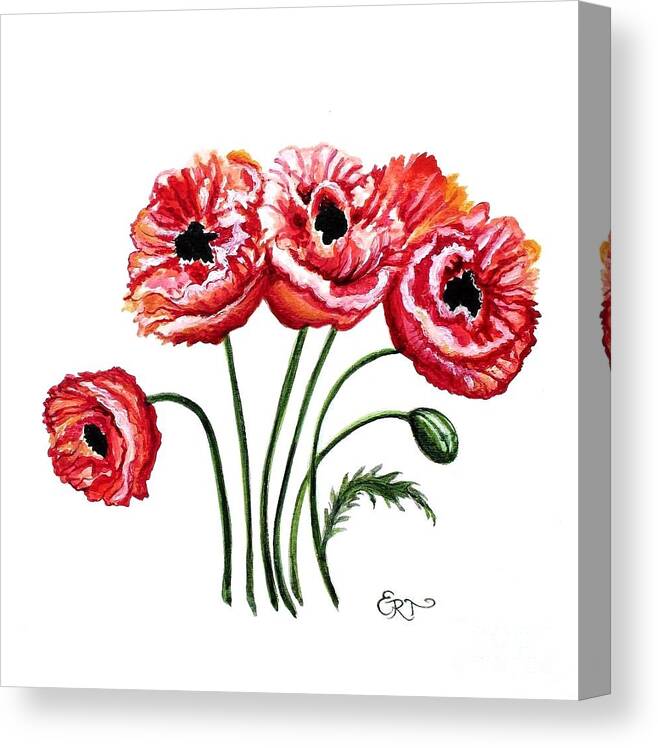 Poppies Canvas Print featuring the painting Oriental Poppies by Elizabeth Robinette Tyndall