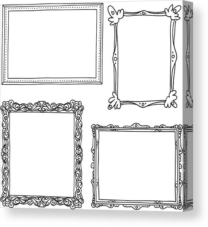 Rectangle Canvas Print featuring the drawing Ornate frame in sketch style by LokFung