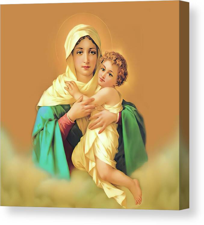 Refuge Of Sinners Canvas Print featuring the mixed media Our Lady Virgin Mary Refuge of Sinners Catholic Saint by Luigi Crosio