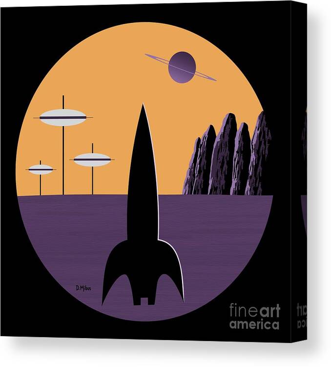 Science Fiction Canvas Print featuring the digital art Outer Space Scene in Purple by Donna Mibus