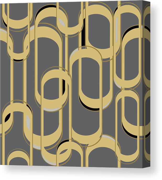 Art Deco Canvas Print featuring the digital art Oval Link Seamless Repeat Pattern by Sand And Chi