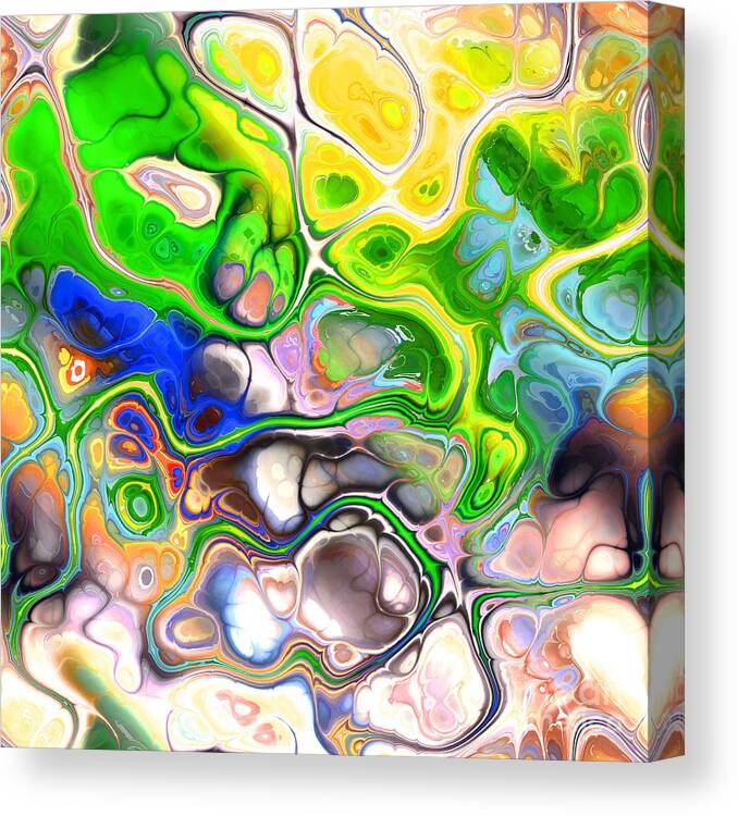 Colorful Canvas Print featuring the digital art Paijo - Funky Artistic Colorful Abstract Marble Fluid Digital Art by Sambel Pedes