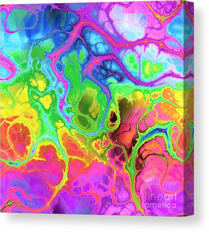 Colorful Canvas Print featuring the digital art Paino - Funky Artistic Colorful Abstract Marble Fluid Digital Art by Sambel Pedes