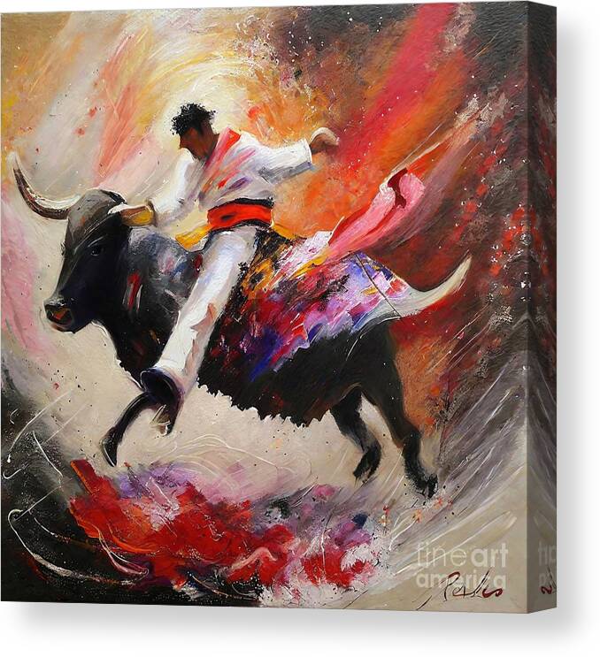 Art Canvas Print featuring the painting Painting 2010 Toro Acrylic 05 art canvas paint dr by N Akkash
