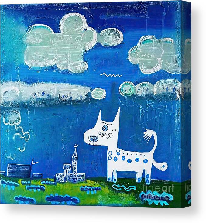 Background Canvas Print featuring the painting Painting Cloud Dog background art abstract textur by N Akkash