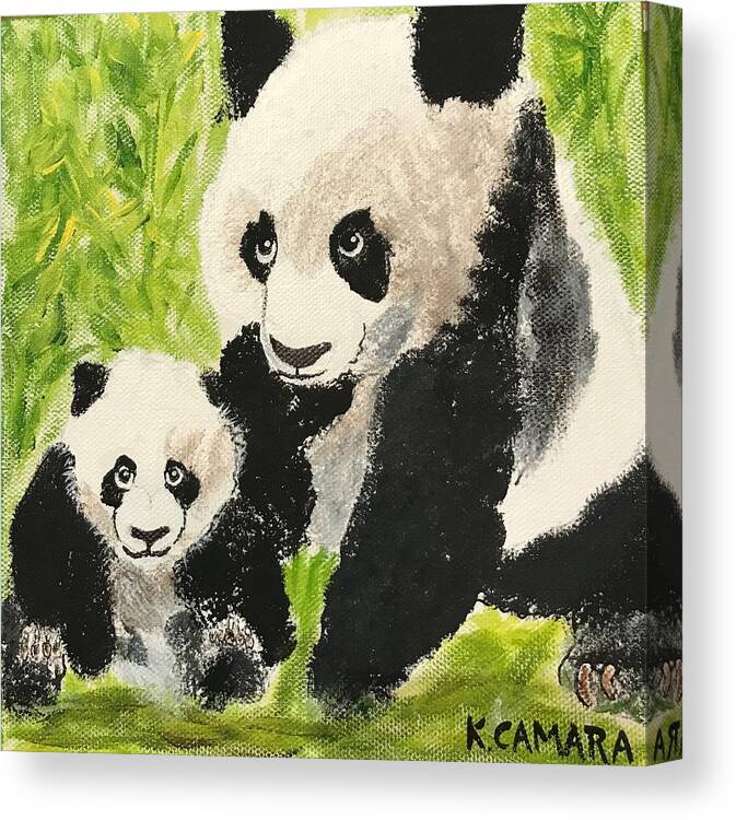 Pets Canvas Print featuring the painting Pandas by Kathie Camara
