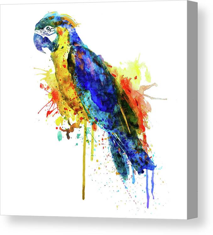 Marian Voicu Canvas Print featuring the painting Parrot Watercolor by Marian Voicu