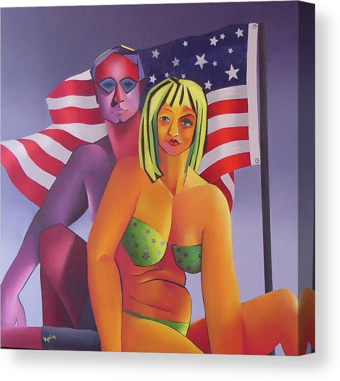 Figurative Canvas Print featuring the painting Patriotic Couple by Karin Eisermann
