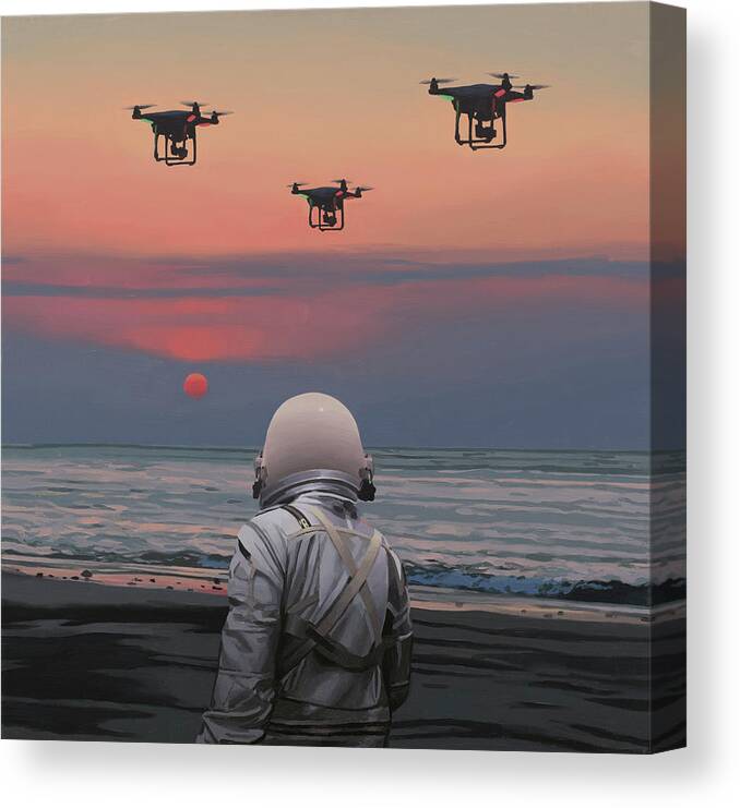Astronaut Canvas Print featuring the painting Patrol by Scott Listfield