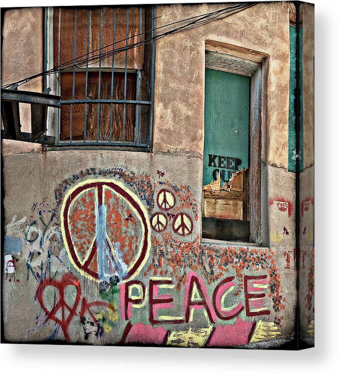 Back Alley Canvas Print featuring the photograph Peace, Baby by Carmen Kern