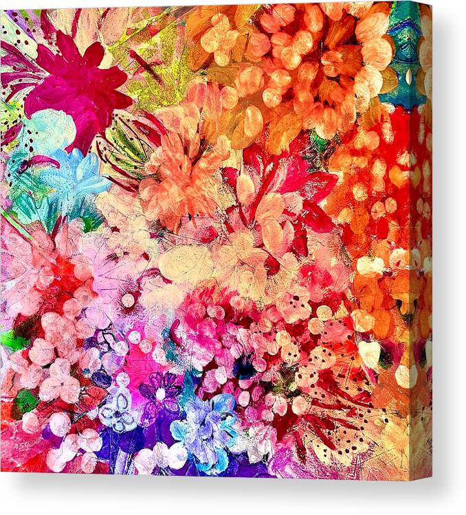 Flowers Canvas Print featuring the painting Peachy Keen Two by Tommy McDonell