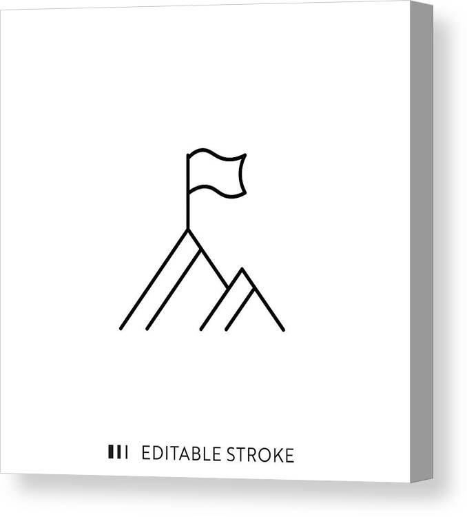 Stroking Canvas Print featuring the drawing Peak Icon with Editable Stroke and Pixel Perfect. by Esra Sen Kula