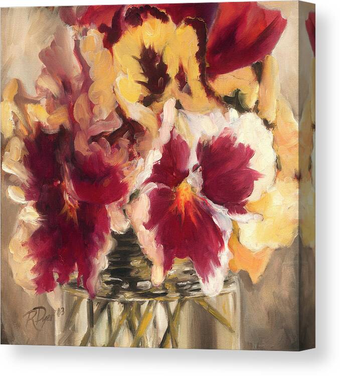 Flowers Canvas Print featuring the painting Pensee by Roxanne Dyer