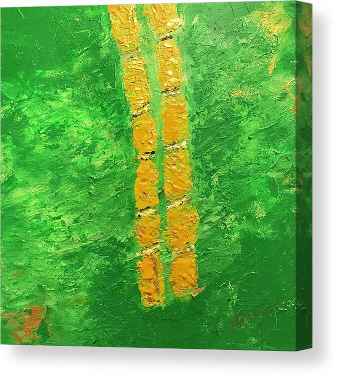Green Canvas Print featuring the painting Petits Sucres by Medge Jaspan