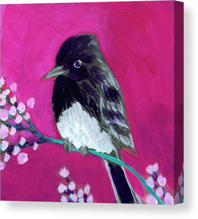 Bird Canvas Print featuring the painting Phoebe by Jennifer Lommers