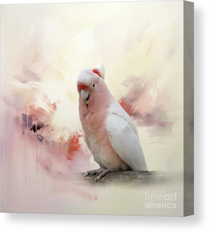 Pink Cockatoo Canvas Print featuring the mixed media Pink Cockatoo by Eva Lechner