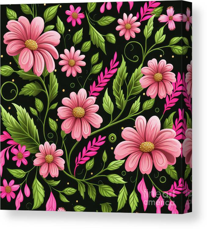 Pink Daisy Canvas Print featuring the painting Pink Daisy Flowers by Tina LeCour