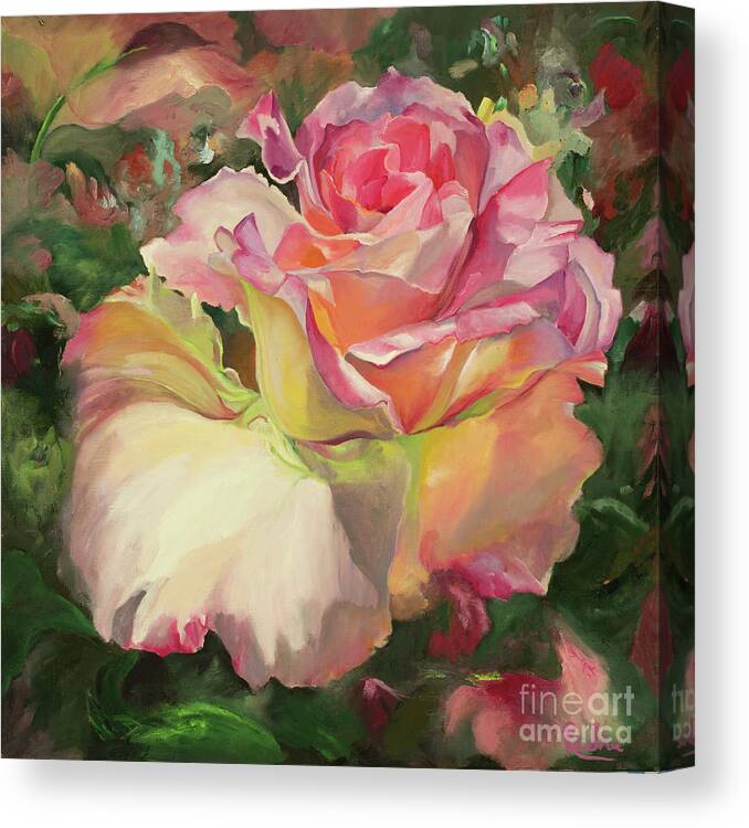 : Flowers Canvas Print featuring the painting Pink Rose by Radha Rao