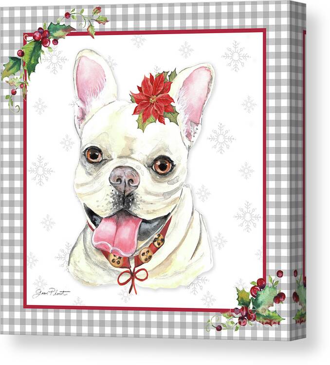Dog Canvas Print featuring the painting Plaid Christmas with Dog G by Jean Plout