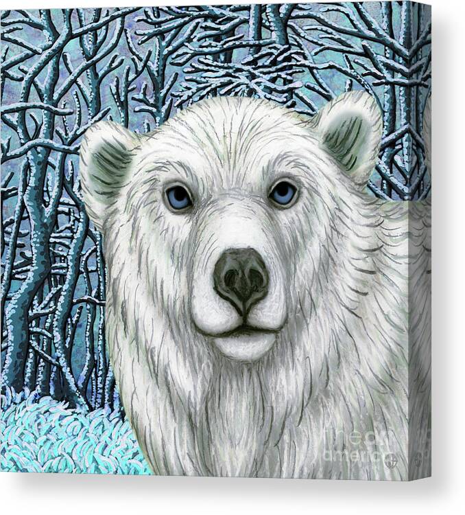 Polar Bear Canvas Print featuring the painting Polar Bear Forest by Amy E Fraser