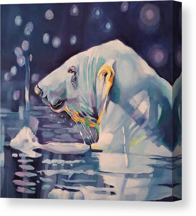 Polar Bear Canvas Print featuring the painting Polar Chill by Jean Cormier