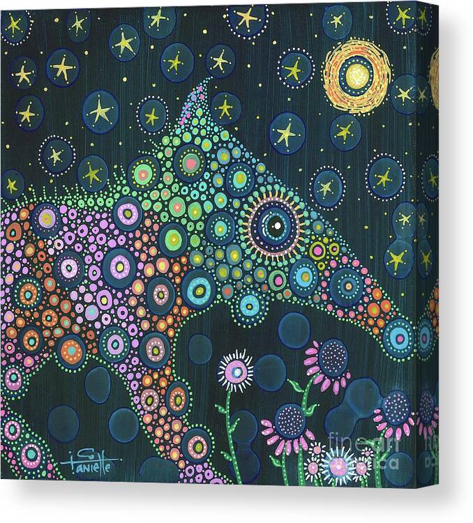 Peccary Painting Canvas Print featuring the painting Polka Dot Peccary-Anteater-ish by Tanielle Childers