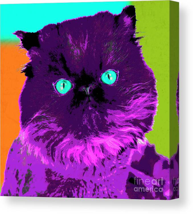 Cat Canvas Print featuring the photograph PopART Persian Kitty by Renee Spade Photography