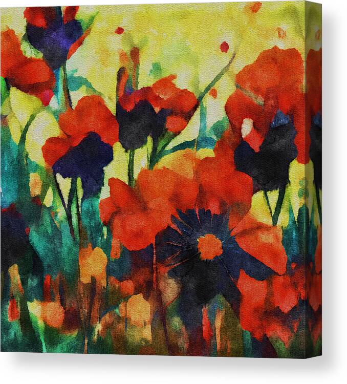 Poppies Canvas Print featuring the mixed media Poppy Fields Forever by Ann Leech