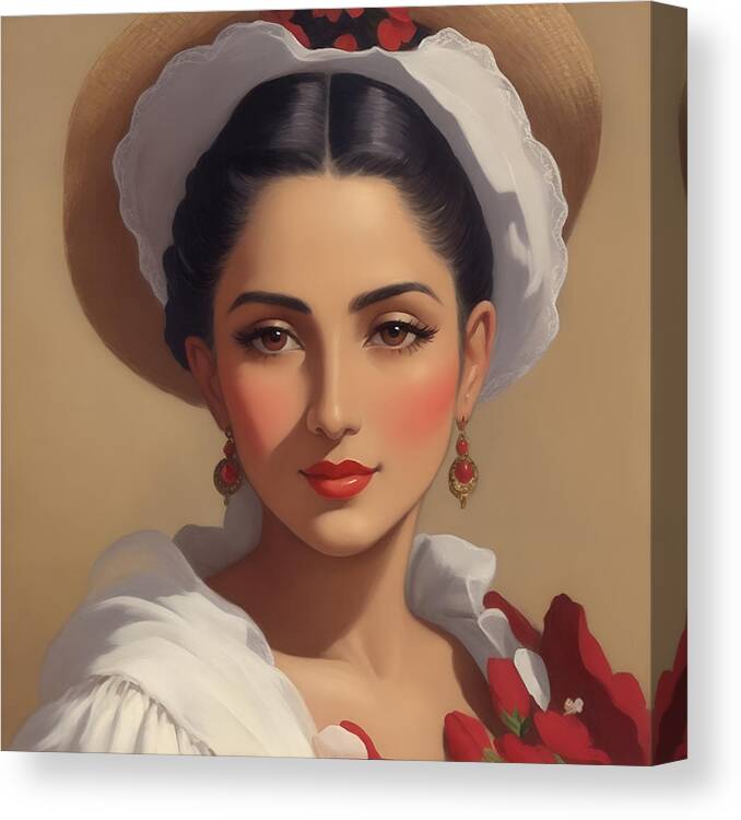 Beauty Canvas Print featuring the digital art Portrait of a Woman #52923 by Mark Greenberg
