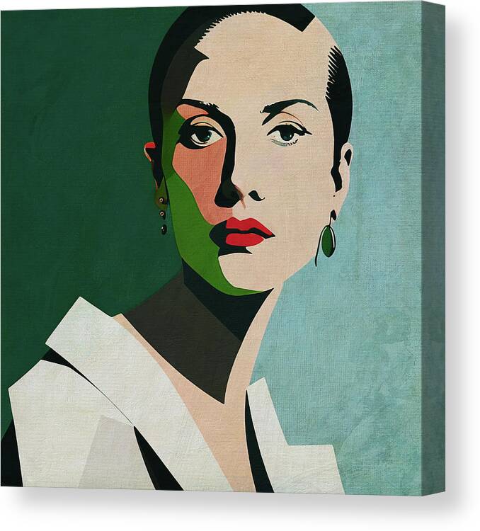 Women Canvas Print featuring the digital art Portrait of Delphine by Jan Keteleer