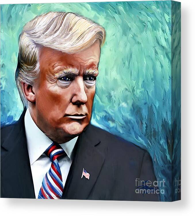 Political Art Canvas Print featuring the digital art Portrait President Donald J Trump by Stacey Mayer