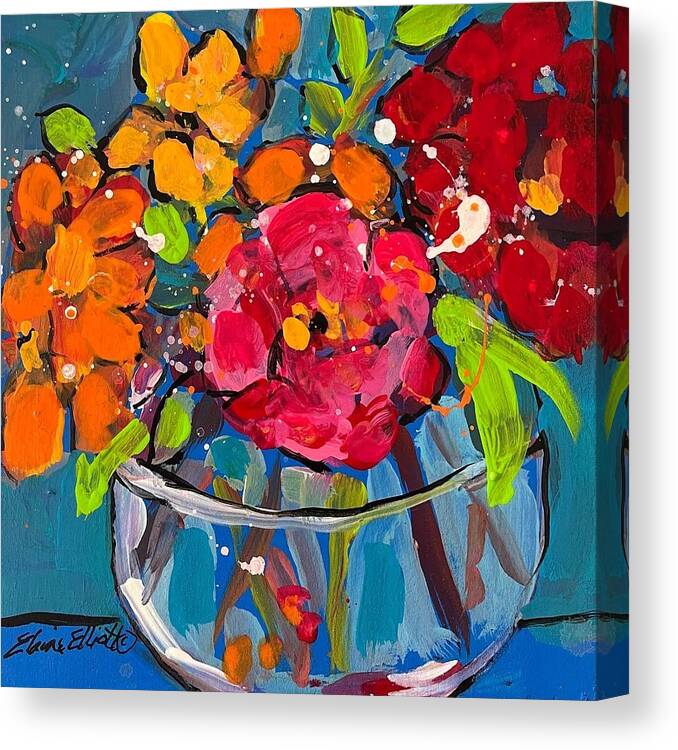 Flowers Canvas Print featuring the painting Posy Pop by Elaine Elliott