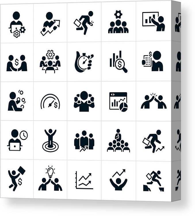 Expertise Canvas Print featuring the drawing Productivity Icons by Appleuzr