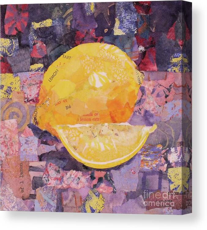 Lemon Canvas Print featuring the mixed media Pucker Up by Patricia Henderson