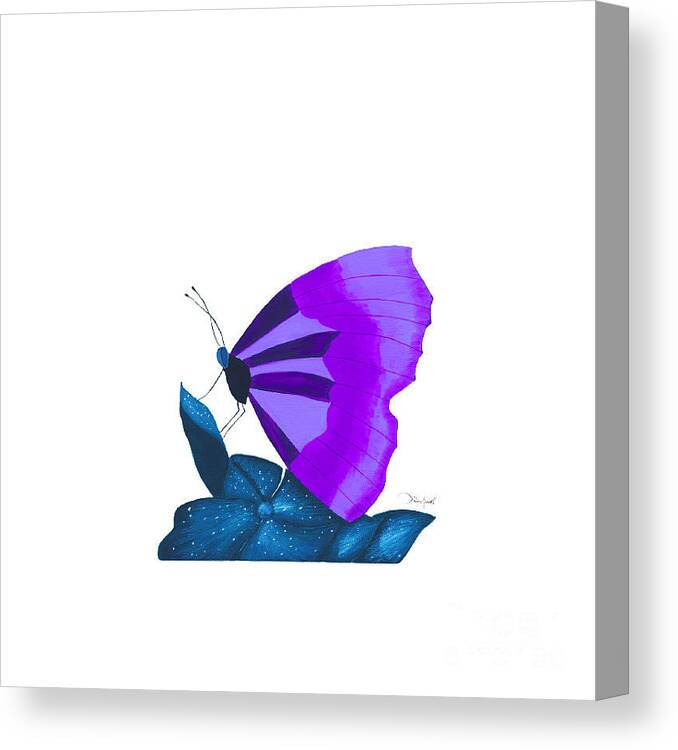 Watercolor Canvas Print featuring the painting Purple Butterfly by Lisa Senette