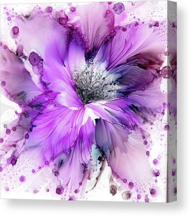 Flower Canvas Print featuring the painting Purple Frills by Kimberly Deene Langlois