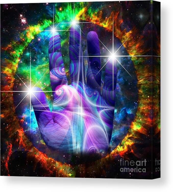Space Canvas Print featuring the digital art Purple hand by Bruce Rolff