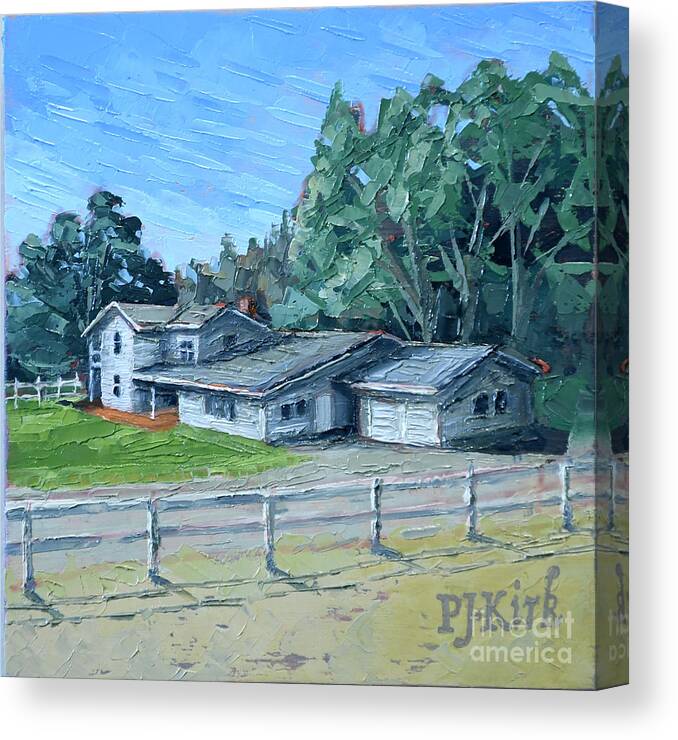 Ben Lomond Canvas Print featuring the painting Quail Hollow Ranch House by PJ Kirk