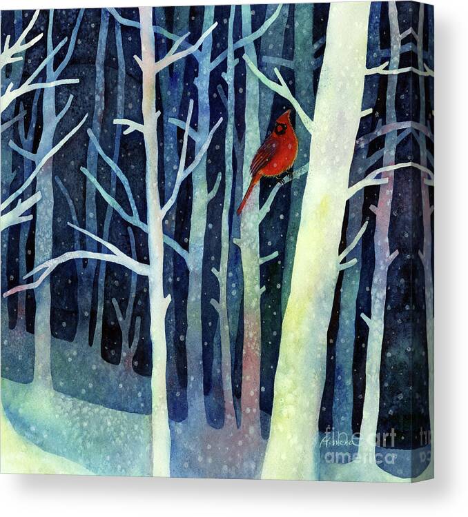 Cardinal Canvas Print featuring the painting Quiet Moment - Cardinal by Hailey E Herrera
