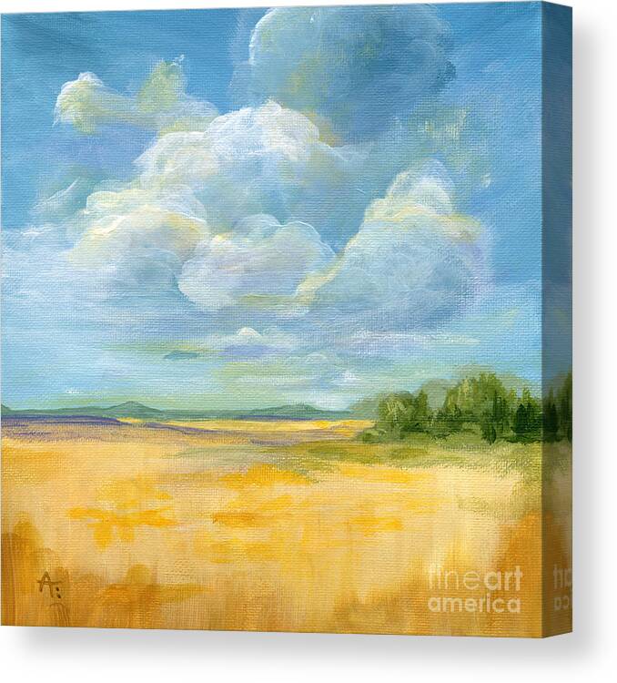 Landscape Canvas Print featuring the painting Quiet - Nebraska Skies by Annie Troe