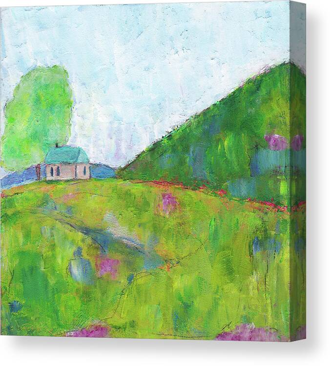 Landscape Canvas Print featuring the painting Quiet Summer Day by Winona's Sunshyne