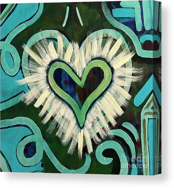 #heart #coherence #heartbrainconnection Canvas Print featuring the painting Radiant Heart by Sylvia Becker-Hill